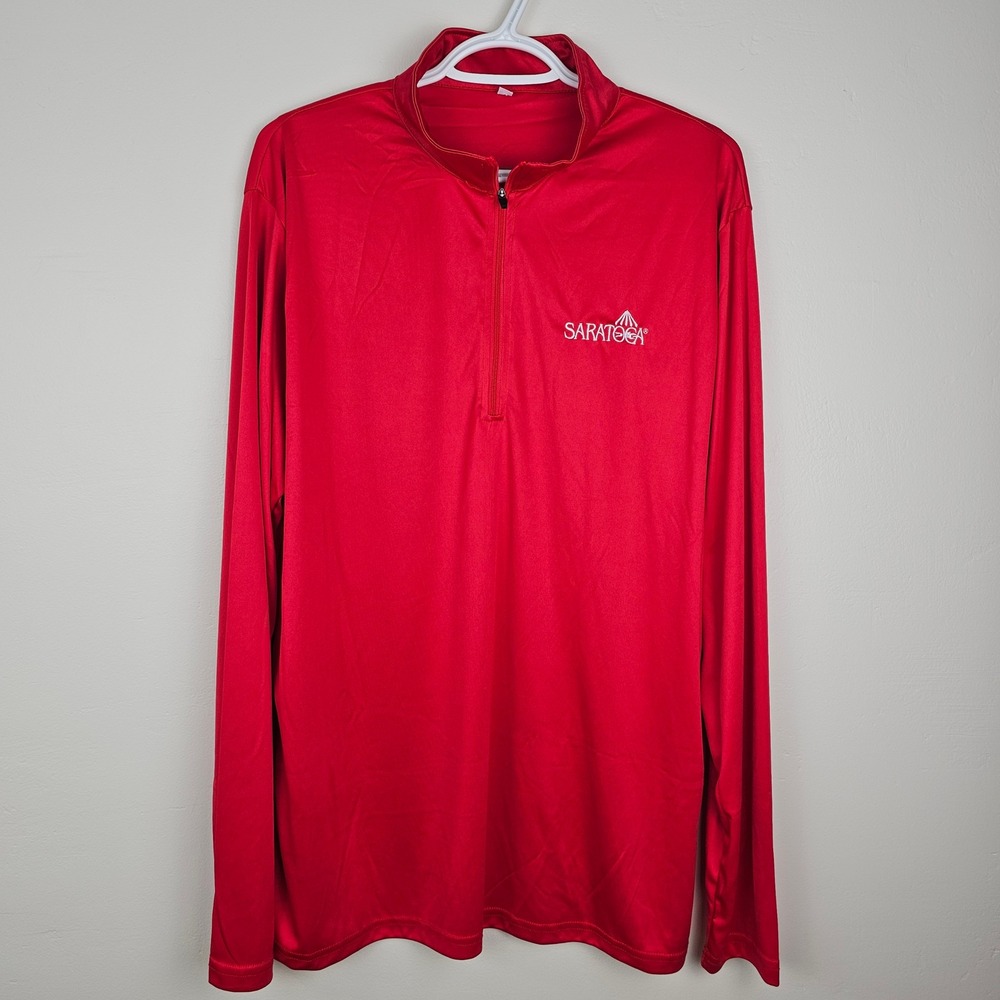 Saratoga Pullover Mens XL Red Quarter Zip Long Sleeve Activewear Shirt
